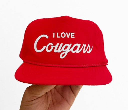I LOVE COUGARS RED PUFF PRINT